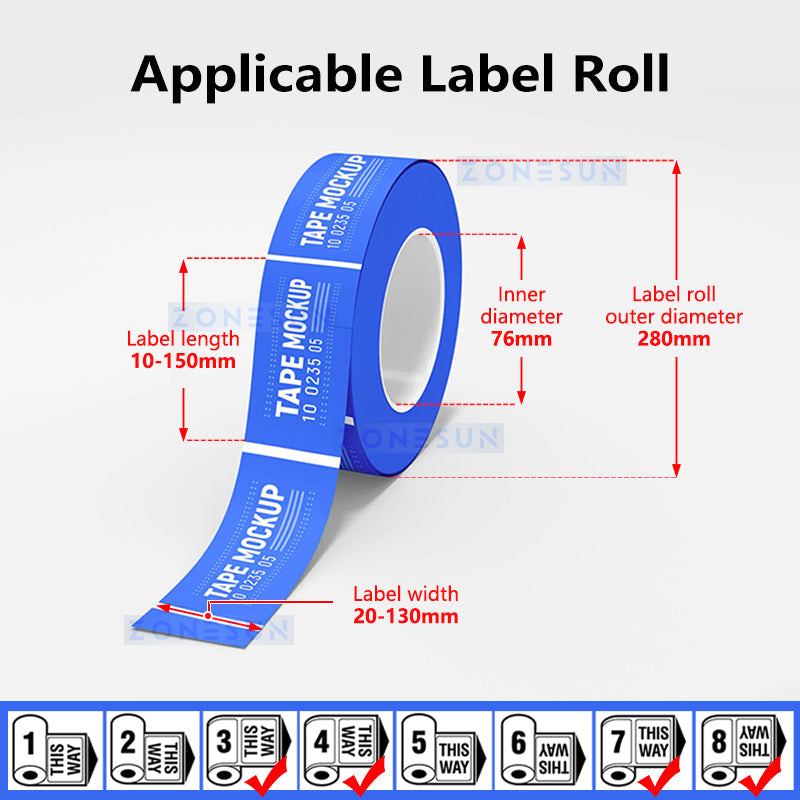 Zonesun ZS-TB502P Automatic Paging Labeling Machine Label Size