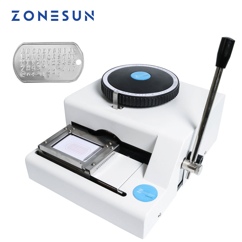 ZONESUN Máquina de estampado de placas de identificación manual de 52 caracteres