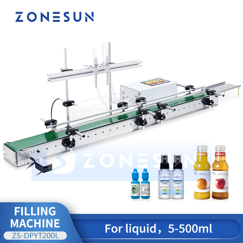 Zonesun ZS-DPYT200L 5-500ml Automatic 2 Heads Liquid Filling Machine