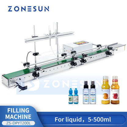 Zonesun ZS-DPYT200L 5-500ml Automatic 2 Heads Liquid Filling Machine