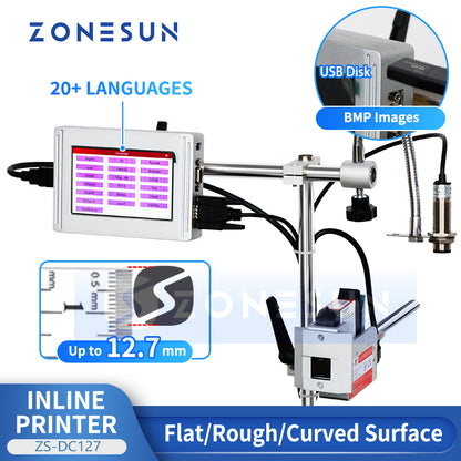 Impresora en línea ZONESUN ZS-DC127 con transportador 