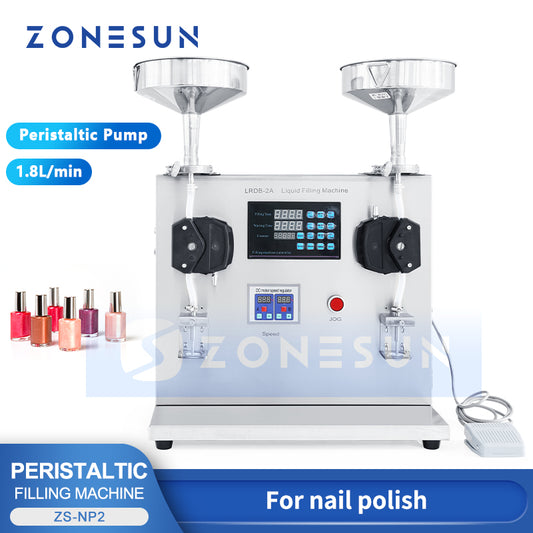 ZONESUN ZS-NP2 Máquina llenadora de bomba peristáltica de líquido viscoso y pasta de 2 cabezales 