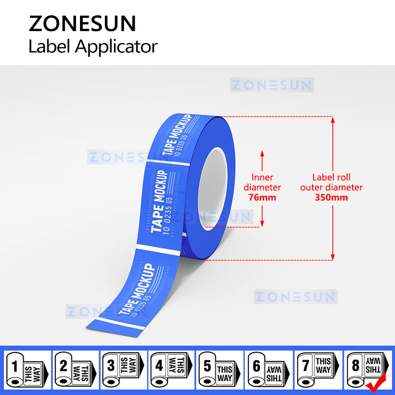 Zonesun ZS-TB790 Bucket Labeling Machine Label Roll Size