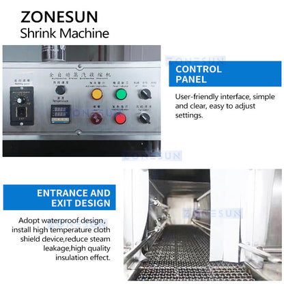 Zonesun ZS-ZQ15 Steam Shrink Sleeve Tunnel Detail