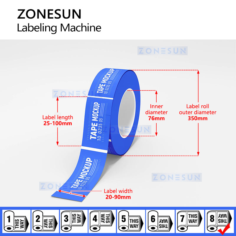 Zonesun ZS-TBRH100 Horizontal Tube Labeler with Traying System Label Roll Size