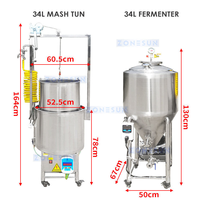 Zonesun ZS-MF2 Mash Tun and Fermenter Set Structure