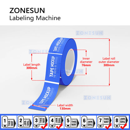 Zonesun ZS-TB150R Flat Surface Label Applicator Label Roll Size