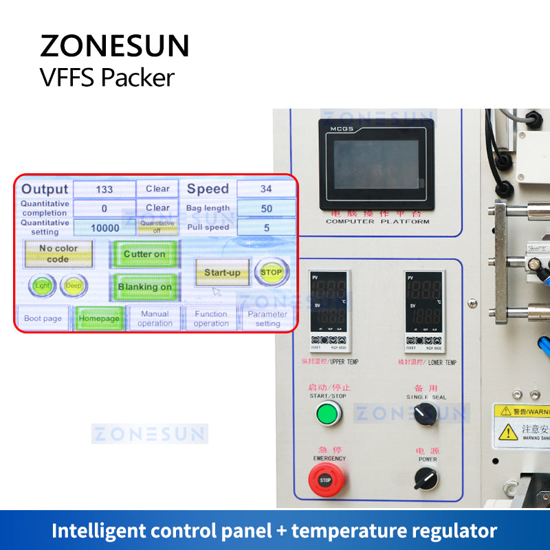 Zonesun ZS-SLFK80 Tablet VFFS Bagger Control