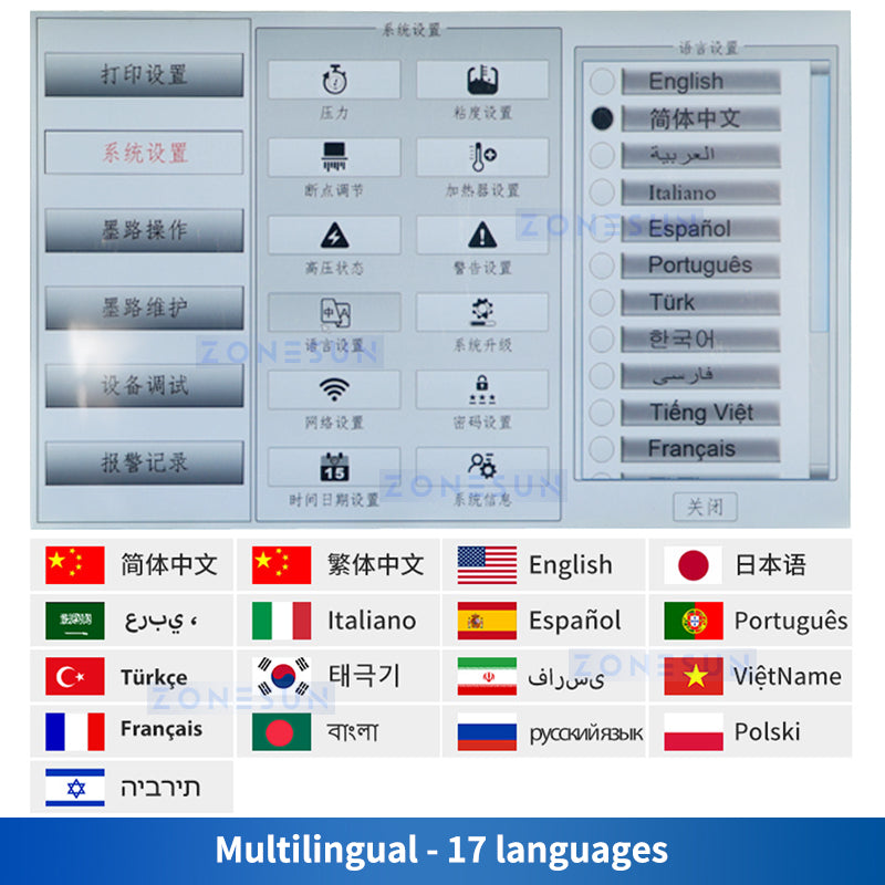 ZONESUN ZS-TIP15 Macchina per la codifica della data a getto d'inchiostro multilingue da tavolo