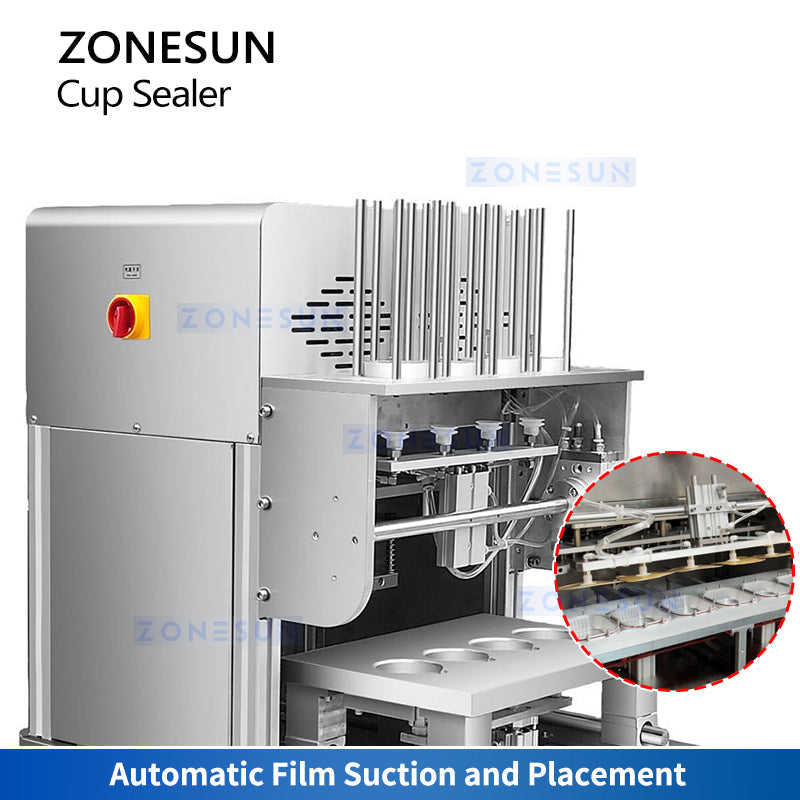 Zonesun ZS-FK4D Precut Lid Cup Sealer Lid Placement