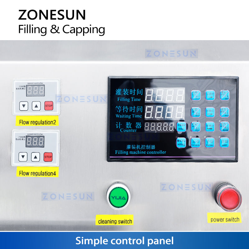 ZONESUN ZS-ASP4 Máquina tapadora de llenado de líquidos con bomba de engranajes y bolsa con boquilla semiautomática 