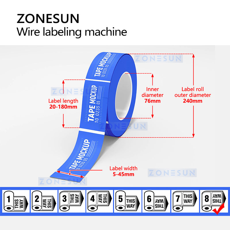 Zonesun ZS-WTB1 Wire Labeling Machine Label Roll Size