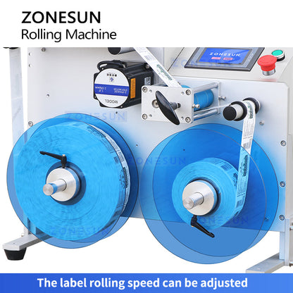 Zonesun ZS-RW3 Roll to Roll Label Rewinder with Date Coder Speed Adjustable