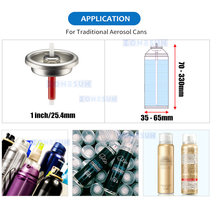 ZONESUN ZS-QWFS1 Aerosol Can Filling & Sealing Machine Applications