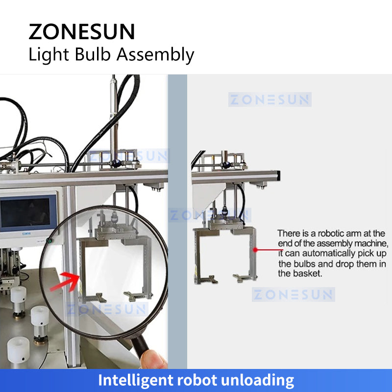 Zonesun ZS-DPA8 LED Light Bulb Assembly Machine Unloading Station