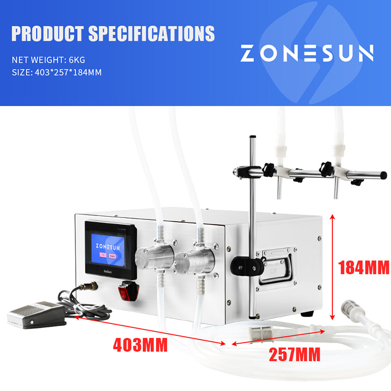 Zonesun ZS-MPZ2 Magnetic Pump Liquid Filler Dimension