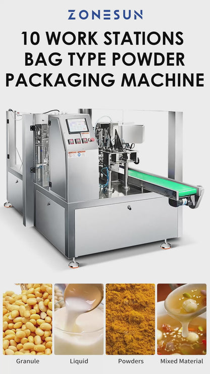 ZONESUN ZS-BZJ10P Automatic Pouch Bag Liquid Paste Granule Filling Sealing Machine