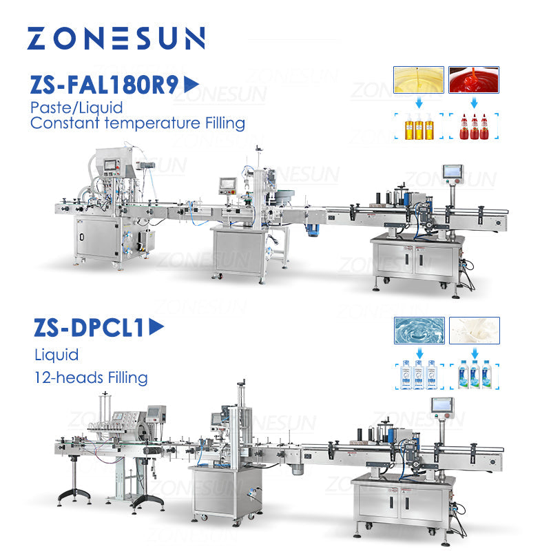 ZONESUN ZS-FAL180R9/ZS-DPCL1 Custom Automaitc Filling Capping Labeling Production Line