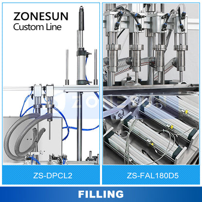 ZONESUN ZS-DPCL2/ZS-FAL180D5 Custom Liquid Filling Capping Round Bottle Labeling Production Line