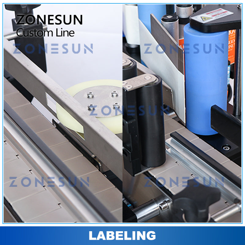 ZONESUN ZS-FAL180R9 / ZS-DPCL1 Linea di produzione di etichettatura e tappatura di riempimento automatica personalizzata 