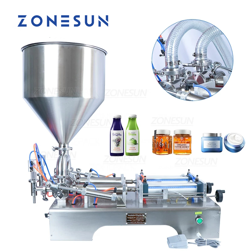 ZONESUN ZS-GY2 Máquina de Llenado de Líquidos de Pasta Neumática Semiautomática con 2 Boquillas