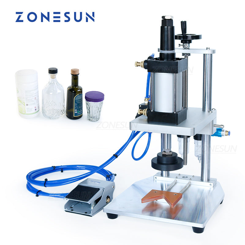 ZONESUN ZS-XG70ZC Máquina taponadora semiautomática neumática de sobremesa de 70 mm 