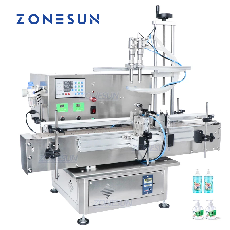 ZONESUN ZS-DTDP20-2 Riempitrice per liquidi con pompa a membrana da tavolo a 2 teste 