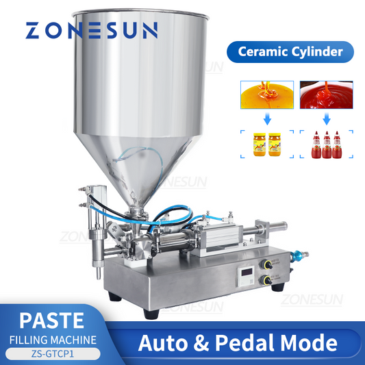 Máquina llenadora de pasta neumática ZONESUN ZS-GTCP1 con cilindro cerámico 