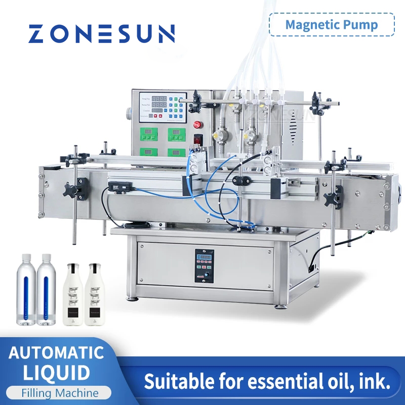 ZONESUN ZS-DTMP4Y Riempitrice automatica per liquidi con pompa magnetica a 4 teste da tavolo 