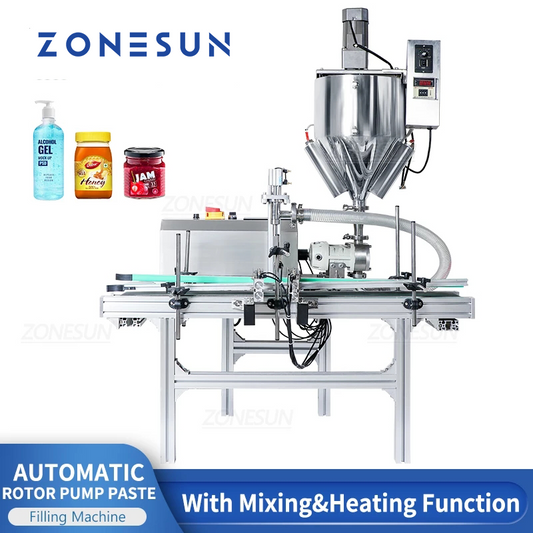 Máquina de llenado de líquidos con bomba de rotor automática ZONESUN ZS-DTGT900M con calentador mezclador