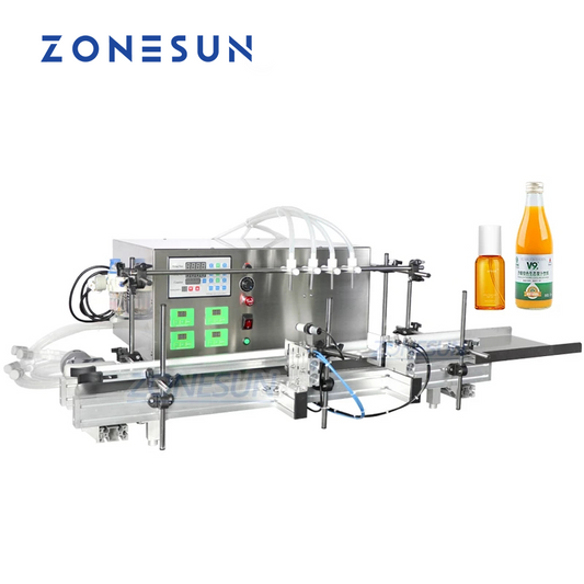 ZONESUN ZS-DTPP4F Riempitrice automatica per liquidi con pompa peristaltica da tavolo a 4 ugelli 