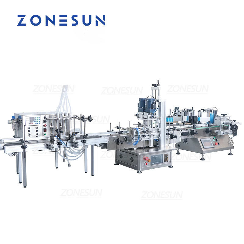 ZONESUN ZS-FAL180D Tabletop Liquid Filling Capping Double Sides Labeling Machine