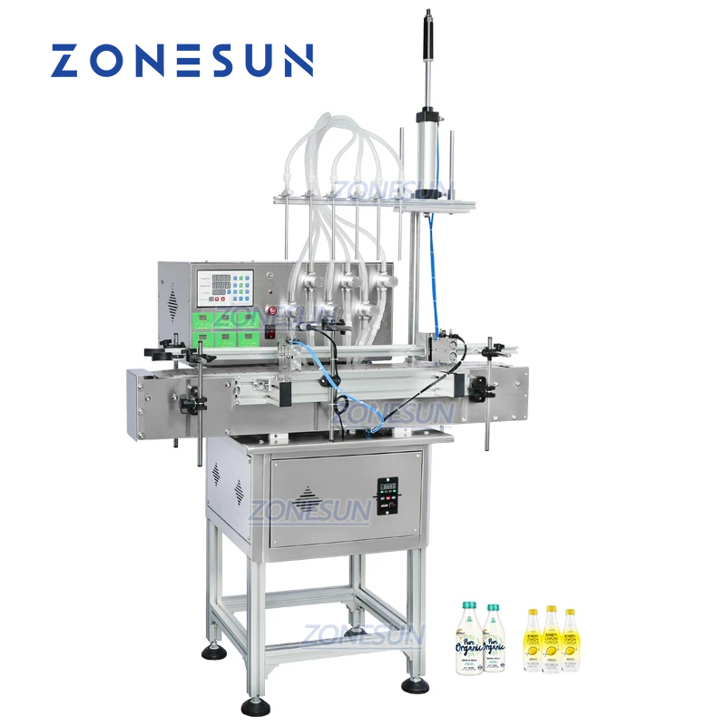 ZONESUN ZS-DTMP6M Automatic 6 Diving Nozzles Magnetic Pump Liquid Filling Machine With Bracket