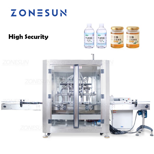 ZONESUN ZS-VTFM1 100-1000ml Máquina automática de llenado de pasta líquida a prueba de explosiones con 6 cabezales