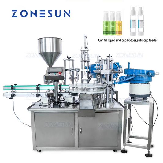 Máquina automática de llenado y taponado de pasta ZONESUN ZS-AFC2 con alimentador de tapas