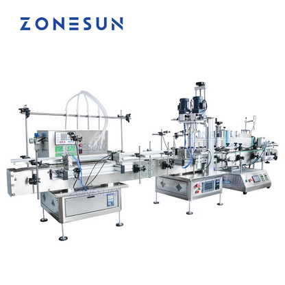 ZONESUN ZS-FAL180C2 Desktop 4 Nozzles Liquid Filling Capping And Positioning Round Bottle Labeling Machine