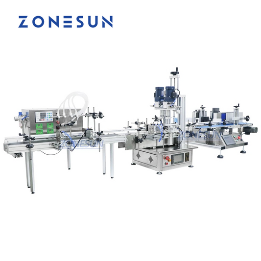 ZONESUN ZS-FAL180 Máquina etiquetadora, tapadora y llenado de líquidos de sobremesa con 4 boquillas y codificador de fecha