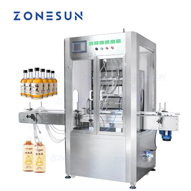 ZONESUN ZS-VTMP80D Riempitrice di liquidi con pompa magnetica personalizzata a 6 teste con copertura antipolvere 