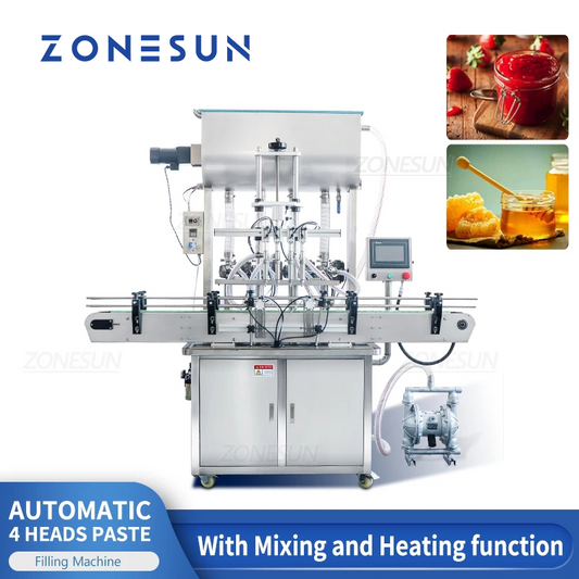 Máquina llenadora automática de pasta ZONESUN ZS-YT4T-4PM con calentador y mezclador