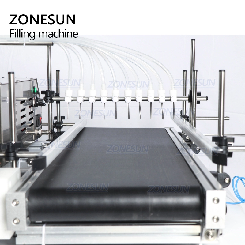 ZONESUN ZS-DTPP10B Desktop 10 Heads Peristaltic Pump Liquid Filling Machine With Conveyor