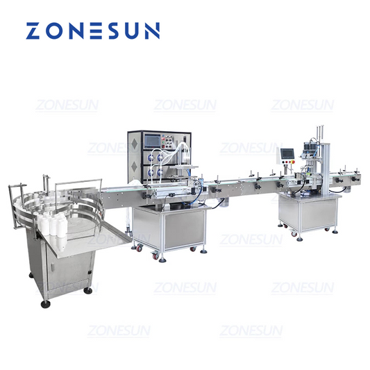 ZONESUN Small Automatic 4 Nozzles Liquid Filling Capping Production Line