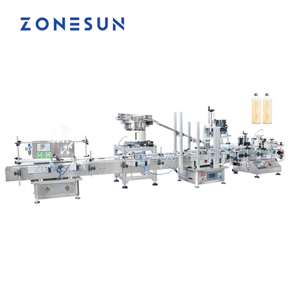 ZONESUN ZS-FAL180C5 Desktop 4 Nozzles Liquid Filling Capping And Labeling Machine With Vibratory Bowl