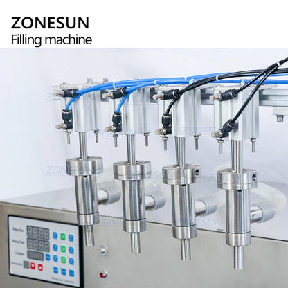 ZONESUN ZS-DTPP4E Máquina de llenado de líquidos con bomba peristáltica neumática de 4 boquillas 