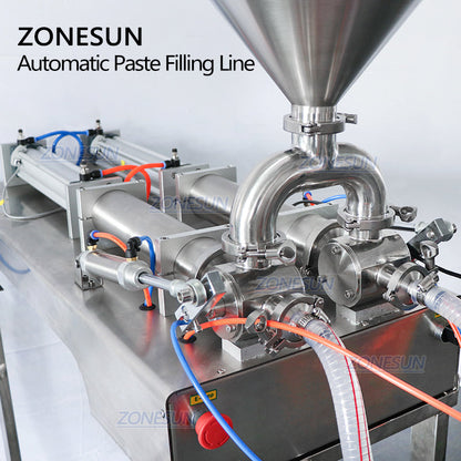 ZONESUN ZS-FAL180R10 Full Automatic 2 Heads Paste Round Bottle Filling Capping Labeling Machine