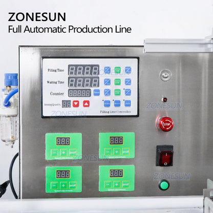 ZONESUN Tabletop 4 Nozzles Peristaltic Pump Filling Capping Labeling  Production Line