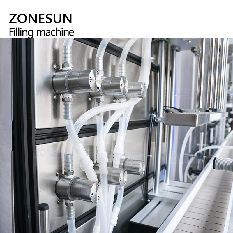 ZONESUN ZS-VTMP80D Custom 6 Heads Magnetic Pump Liquid Filling Machine With Dust Cover