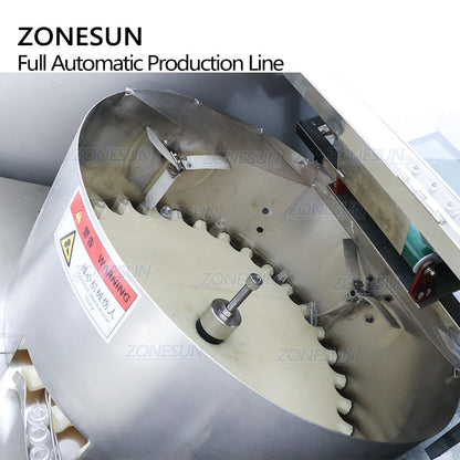 ZONESUN Fully Automatic 4 Heads Magnetic Pump Round Bottles Liquid Filling Capping Labeling Machine