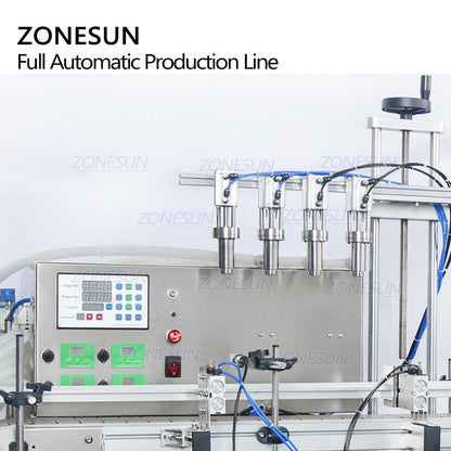 ZONESUN 4 Nozzles Liquid Filling Capping Round Bottle Labeling Machine With Cap Feeder