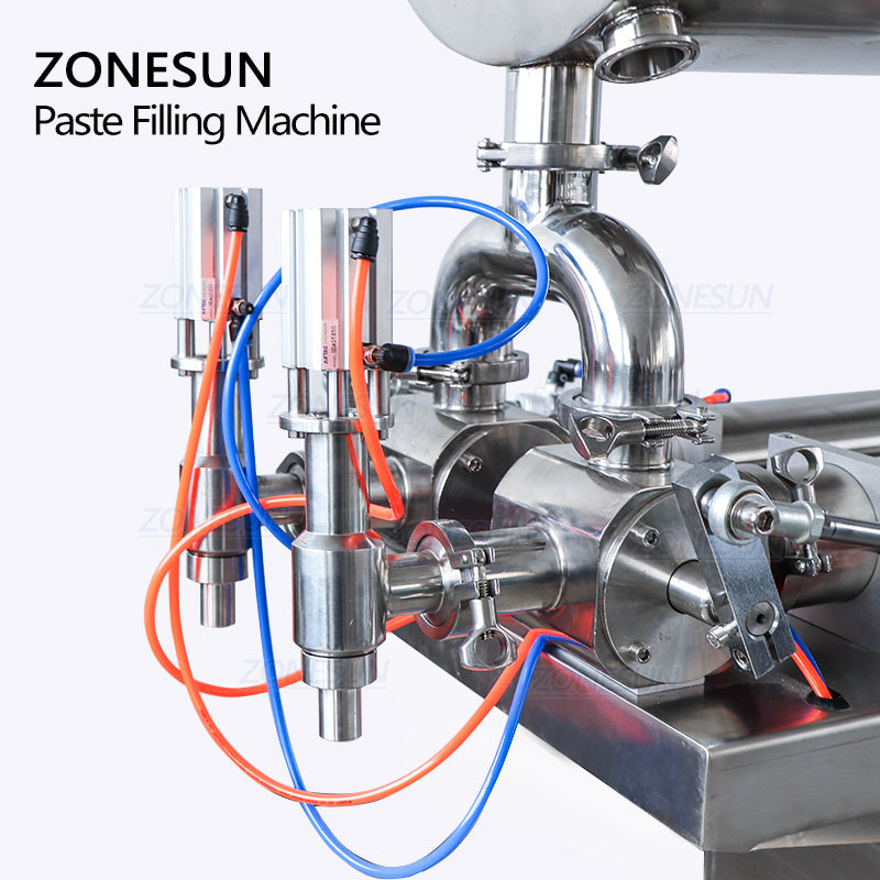 ZONESUN Semi Automatic 2 Heads Paste Filling Machine With Mixer