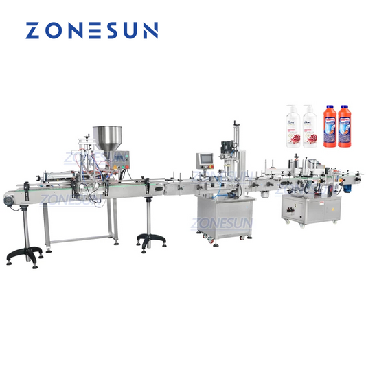 ZONESUN ZS-FAL180R10 Full Automatic 2 Heads Paste Round Bottle Filling Capping Labeling Machine